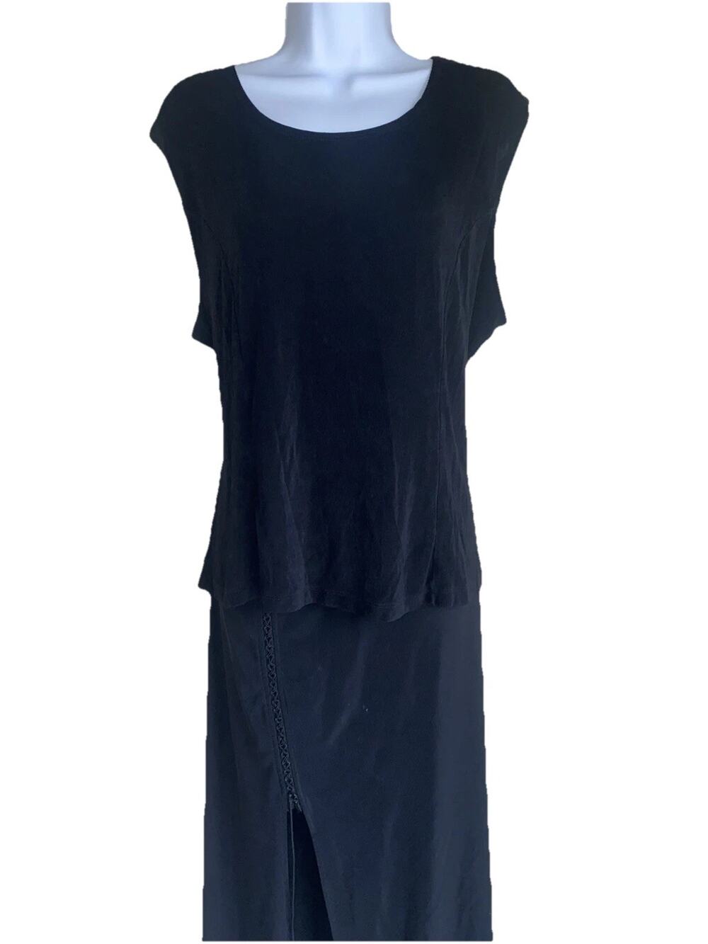 Coldwater Creek XL Black Dolman Sleeve Knit Tank Top Office Core Goth Corp Soft